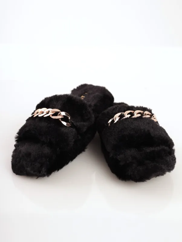 Ladies Chain Mule Chunky Slipper - Black sold by Edgars