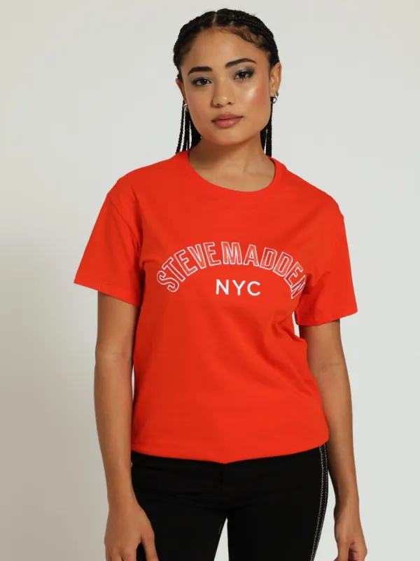 Willow Oversized Logo Tee - Tangerine made by Steve Madden