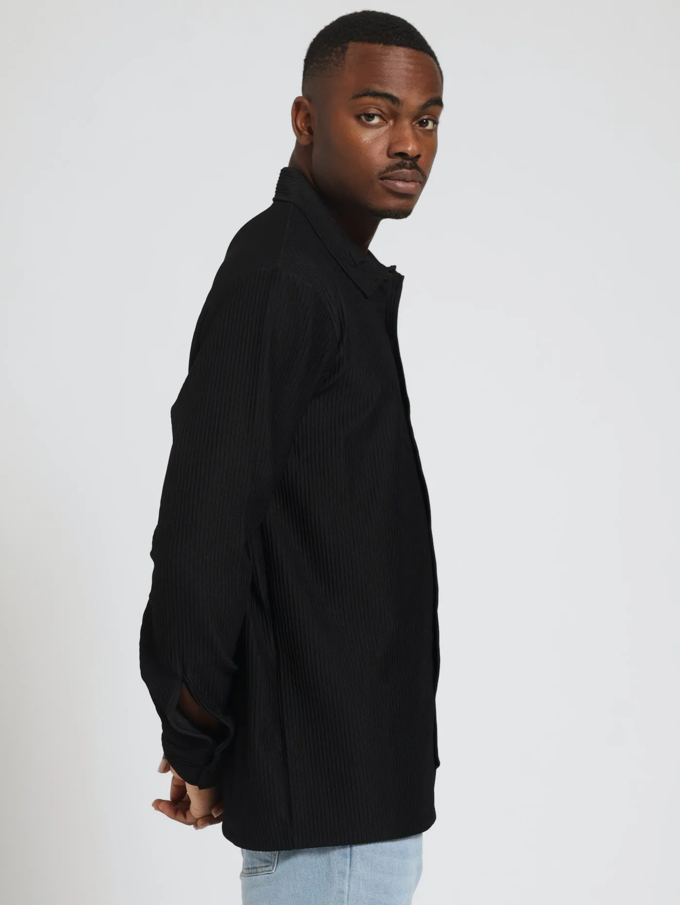 Long Sleeve Wide Rib Knit Shirt - Black sold by Edgars product image thumbnail 2