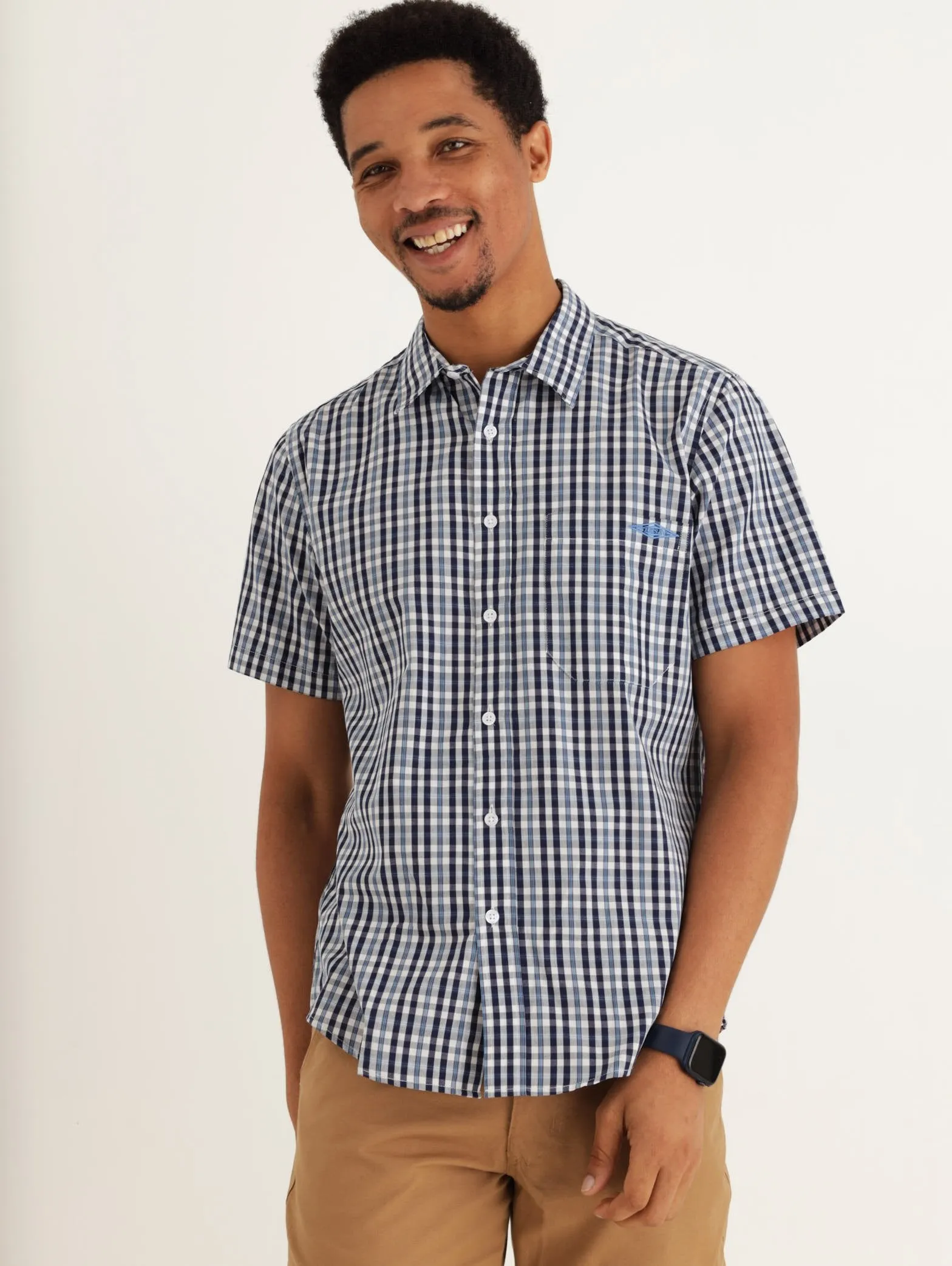 Men's Checked Formal Shirt - Navy/Blue sold by Edgars