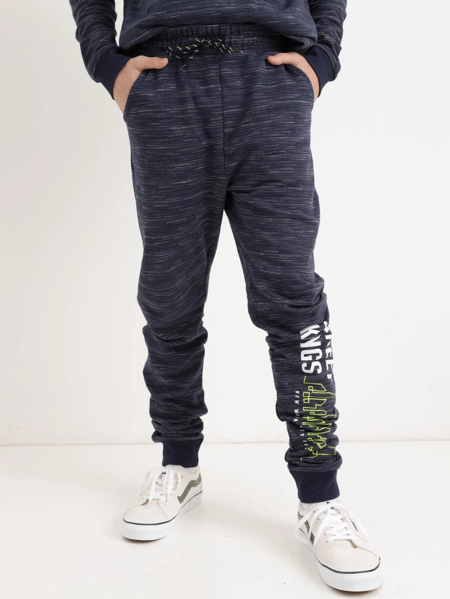 Boys Street Slub Jogger - Navy & White sold by Edgars