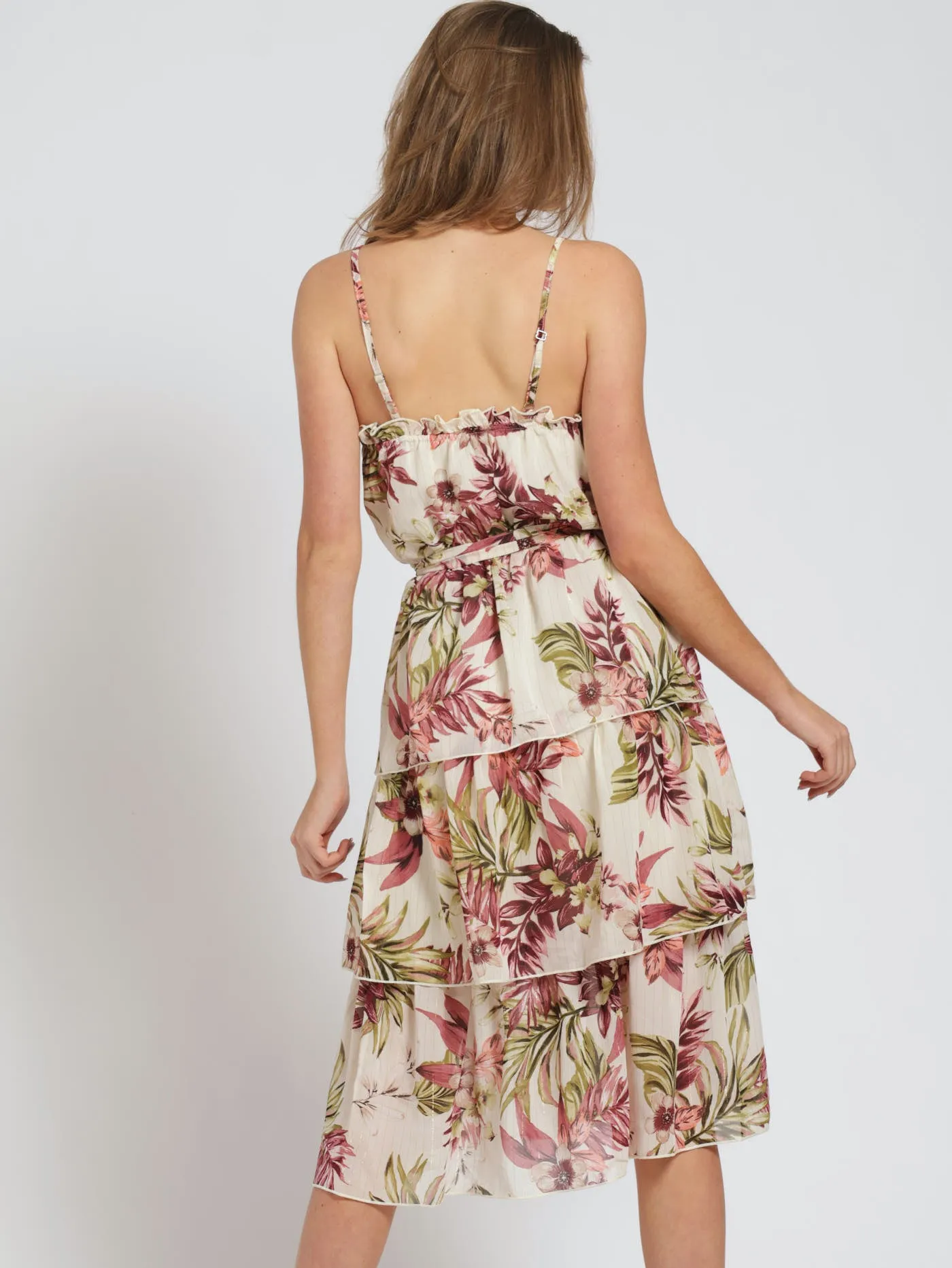 Strappy Tiered Midi Dress - Cream sold by Edgars product image thumbnail 3