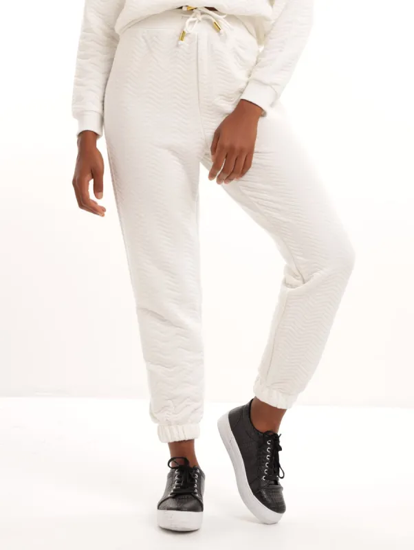 Ladies Jacquard Jogger - White sold by Edgars