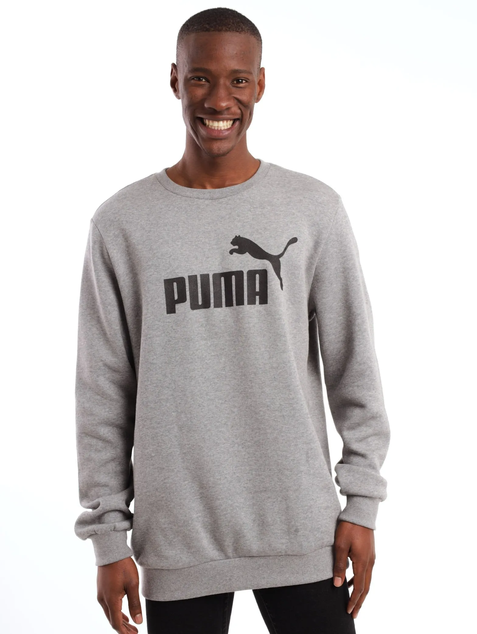 Men's ESS Big Logo Crew Fleece Jacket - Grey Melange sold by Edgars