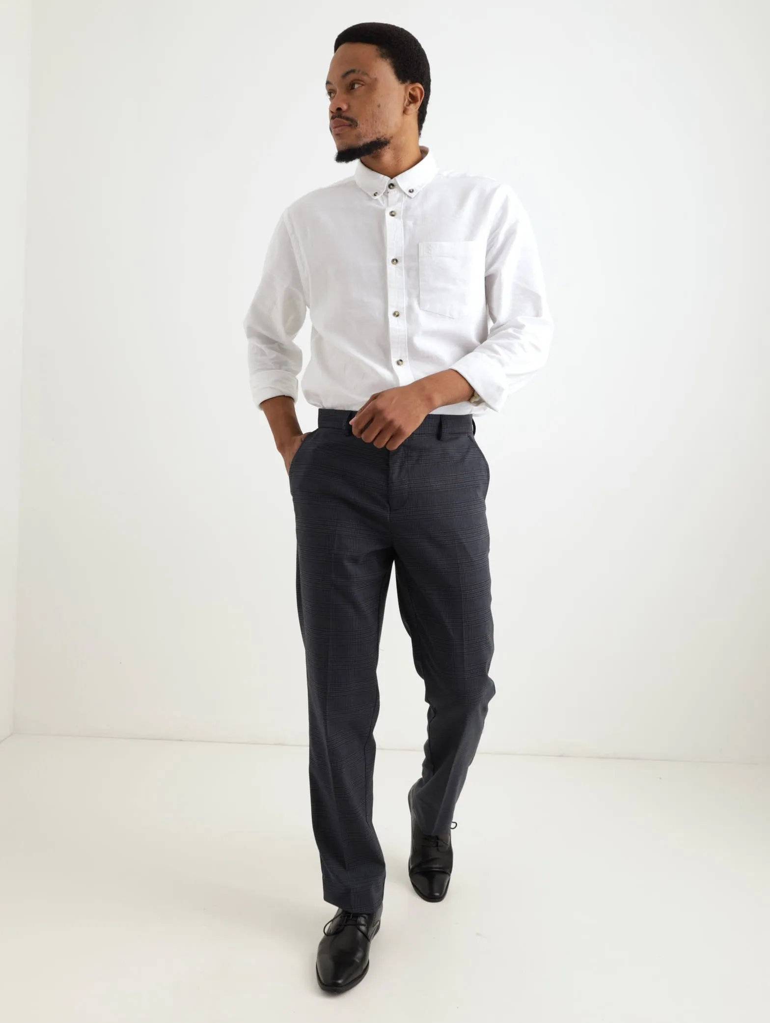 Men's Check Slim Trouser - Charcoal sold by Edgars