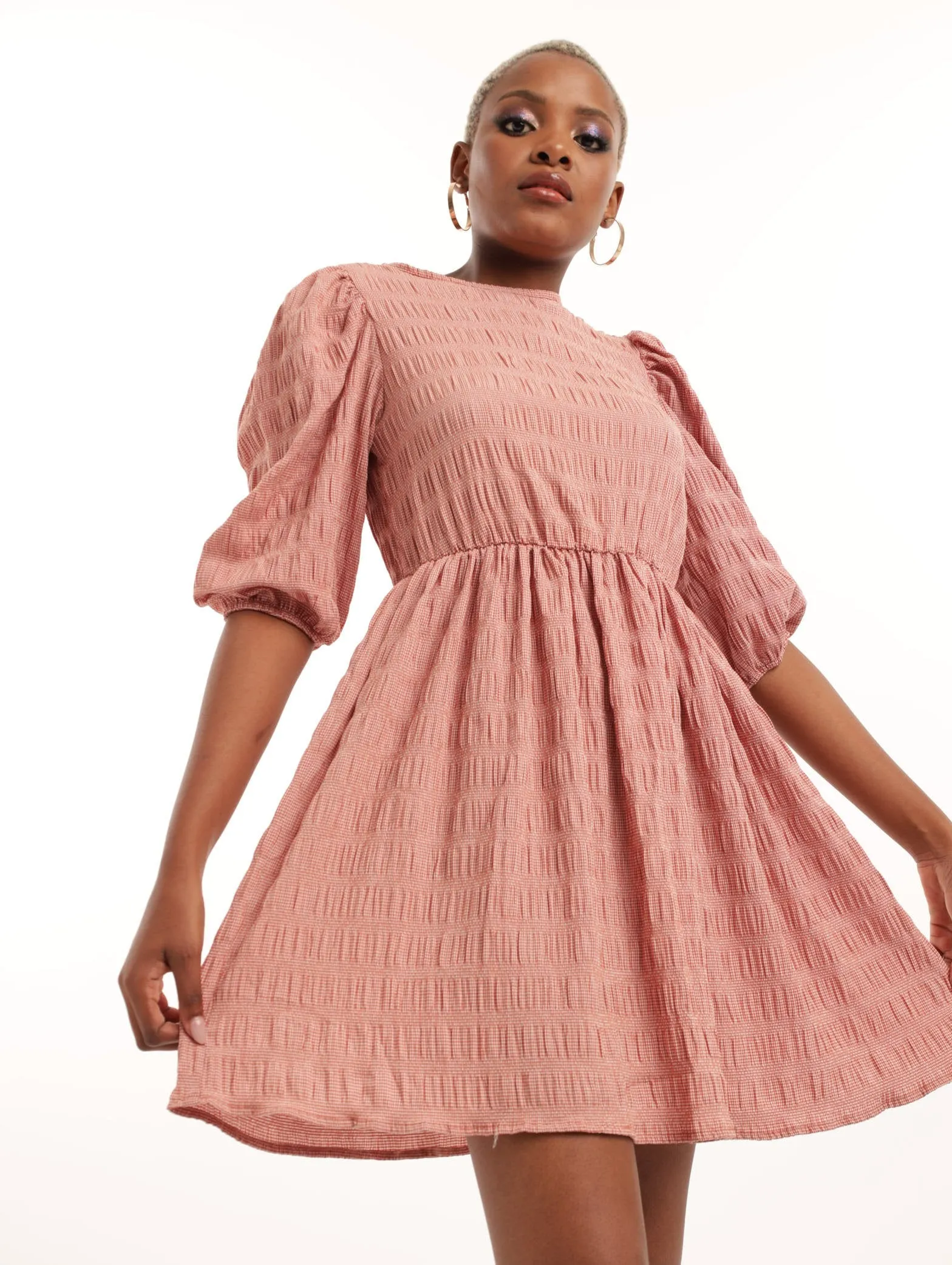 Ladies Textured Fit & Flare Dress - Rust sold by Edgars