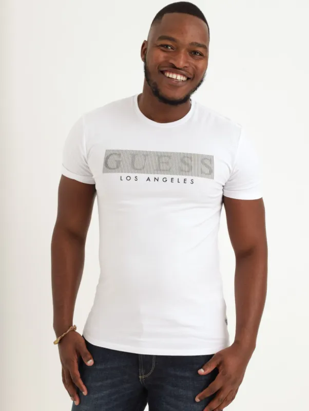 Men's Short Sleeve Mistery Guess Tee - White sold by Edgars