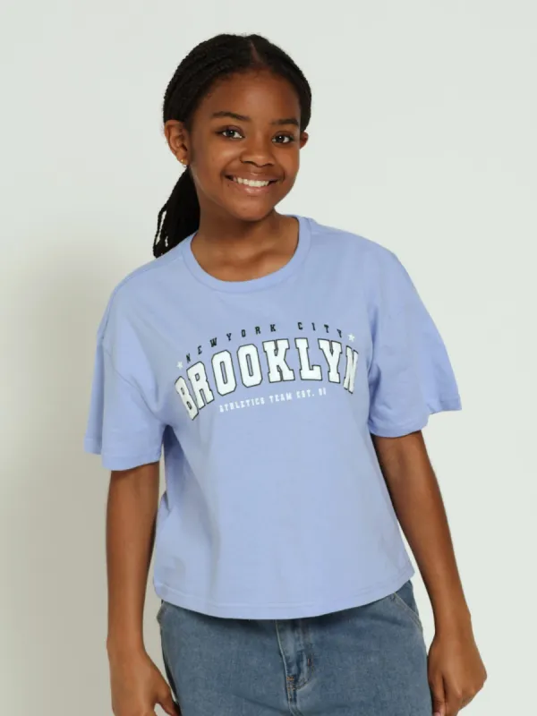 Girls Boxy Brooklyn Tee - Blue sold by Edgars