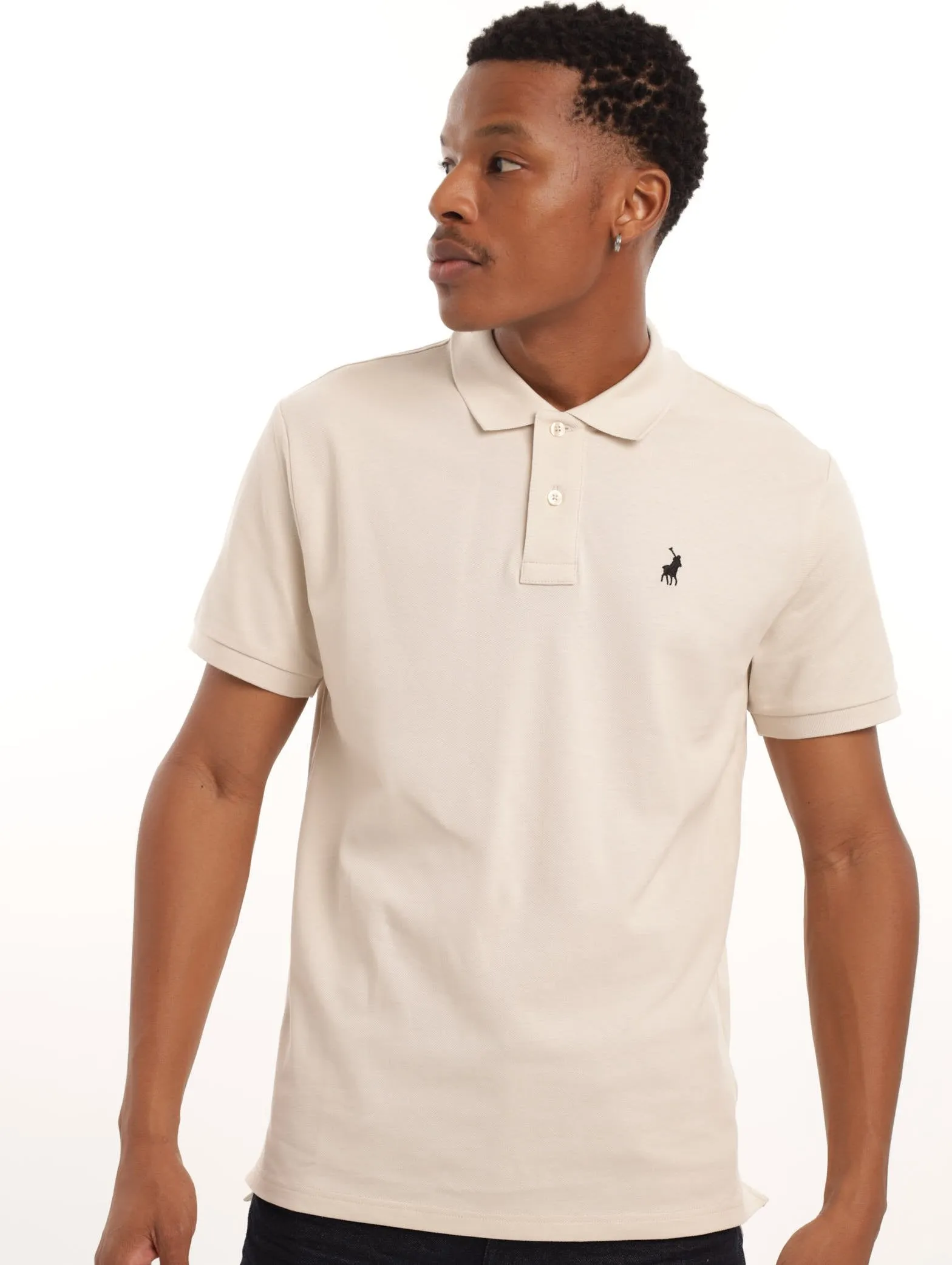 Men's Plain Pique Golfer - Stone sold by Edgars