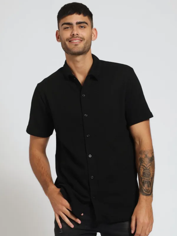 Chunky Knit Shirt - Black sold by Edgars