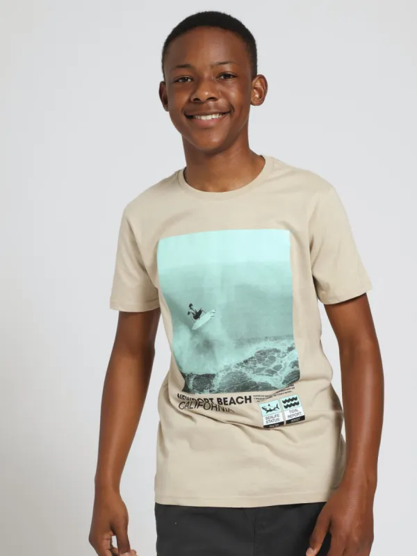 Boys Surf Print Tee - Grey sold by Edgars