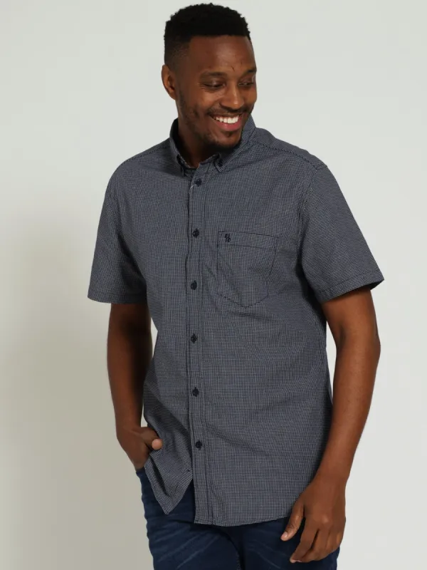 Fine Check Shirt - Navy sold by Edgars