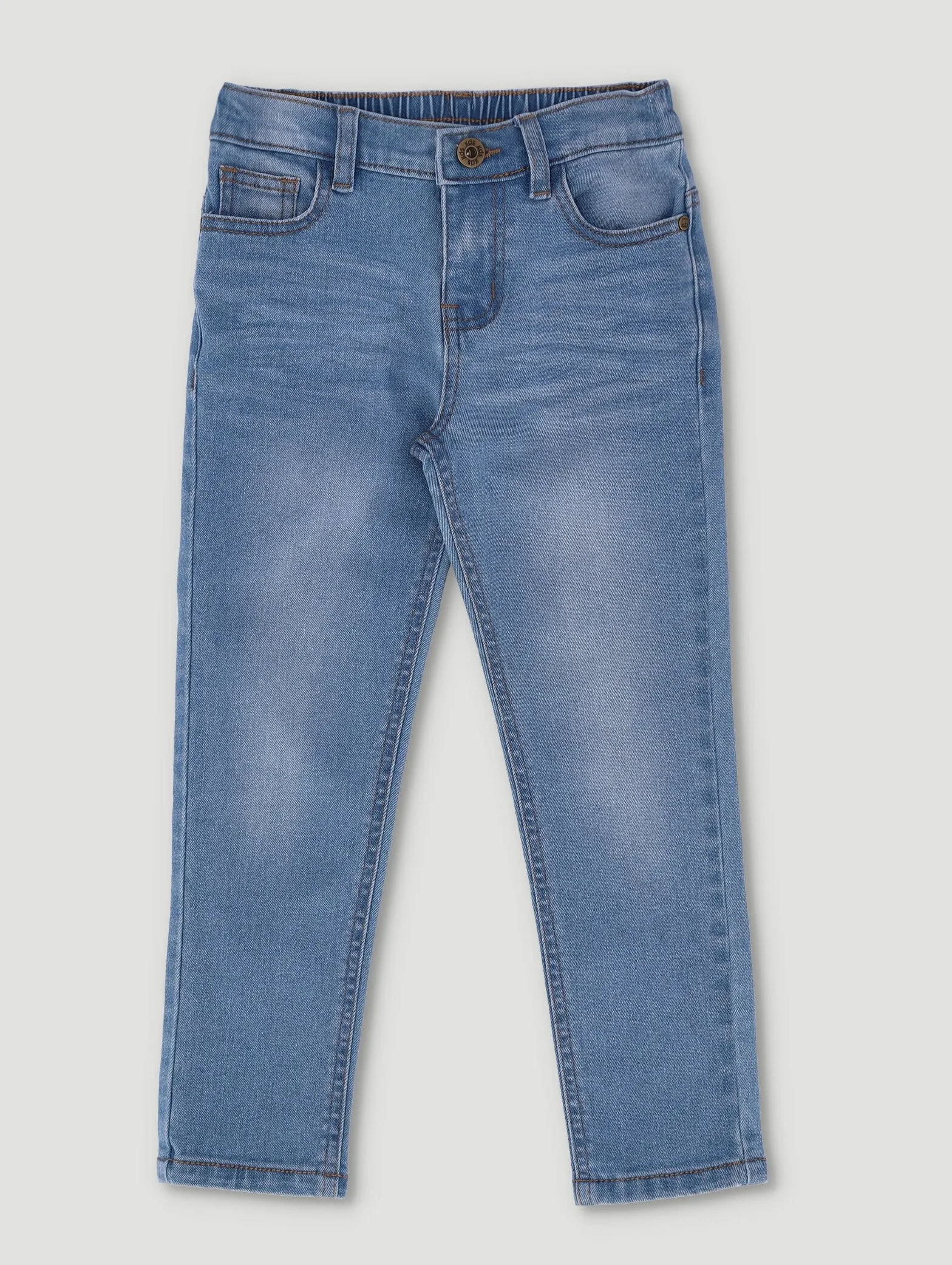 Pre- Boys Mid Blue Skinny Crease Denim Jean sold by Edgars