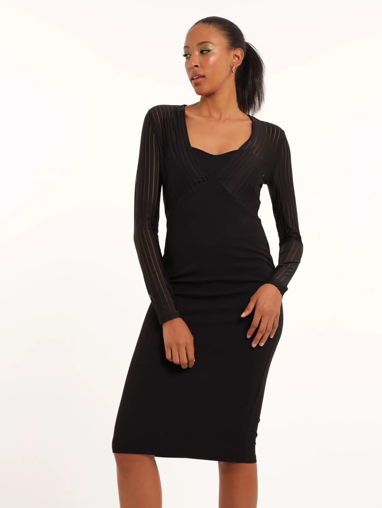 Ladies Burnout Bodice Midi Dress - Black sold by Edgars