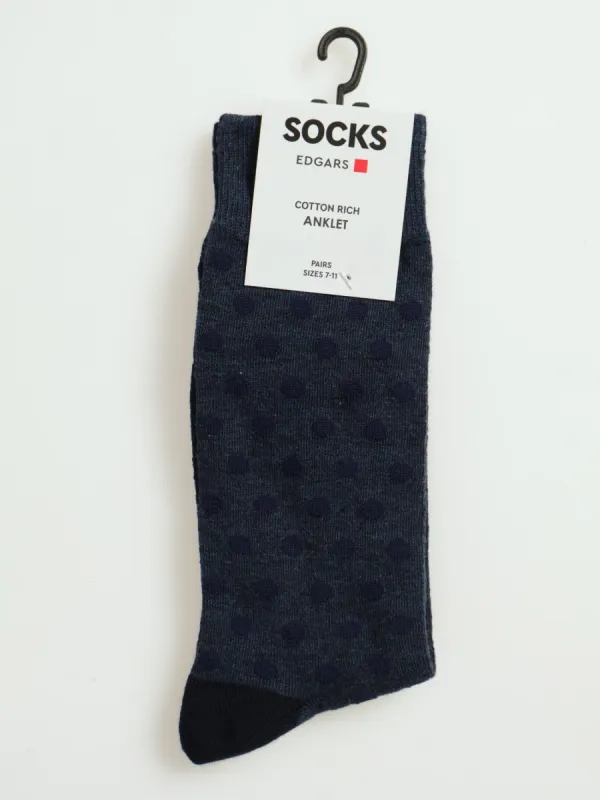 1 Pack Single Mini Dots Anklet Socks - Indigo / Navy sold by Edgars