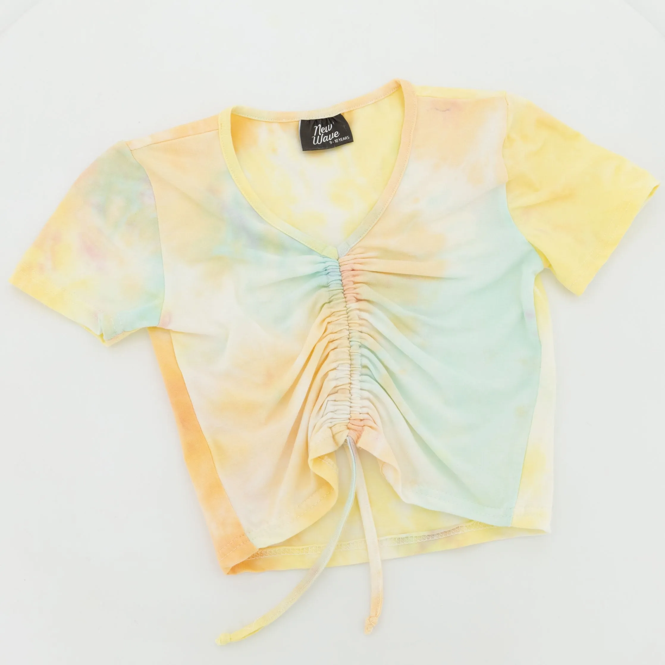 Girls Rainbow Tie Dye Front Drawstring Tee sold by Edgars