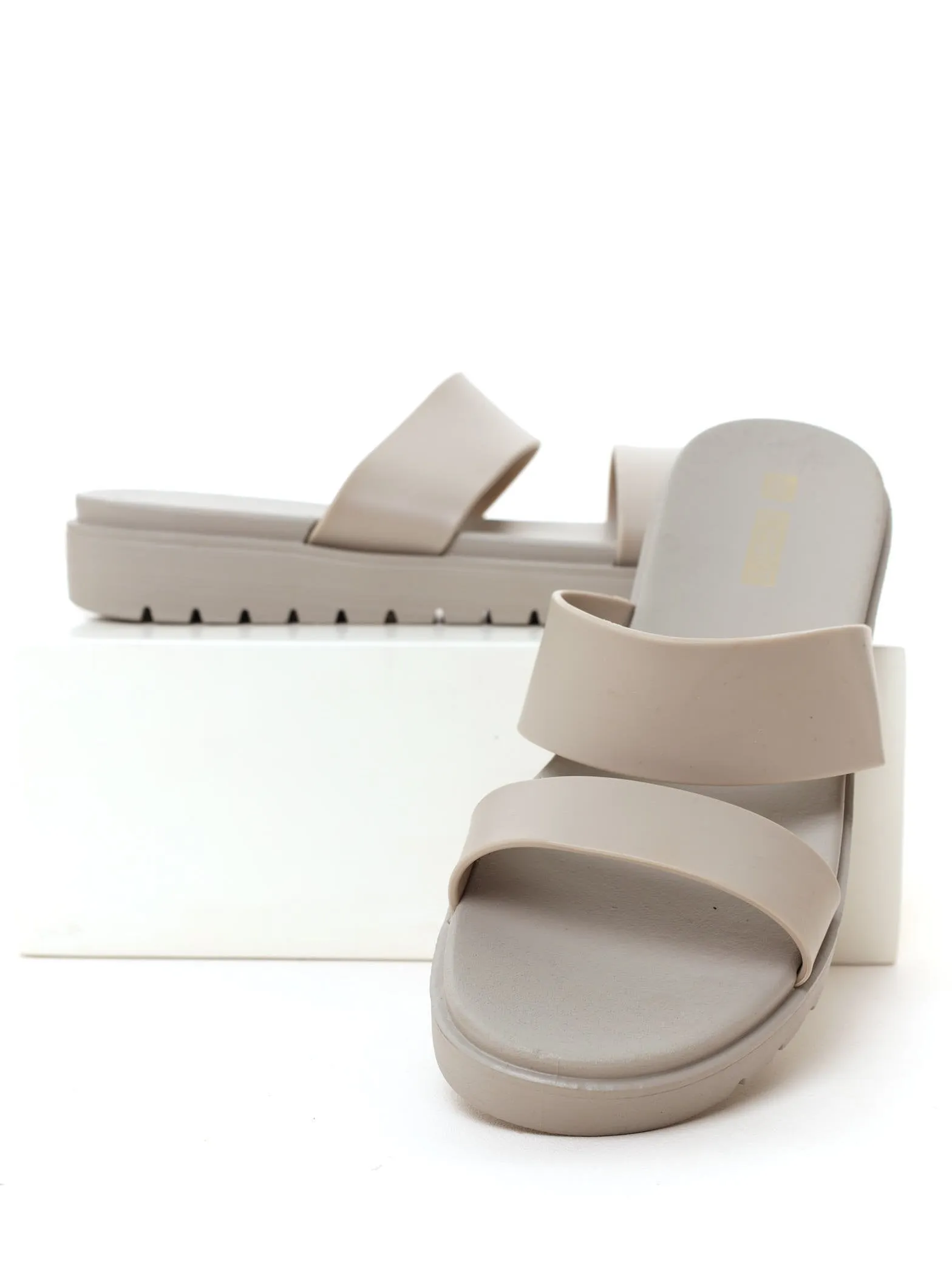 Ladies Two Strap Platform Sandal - Taupe sold by Edgars