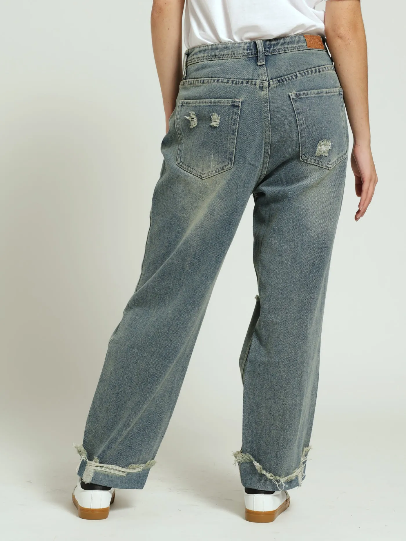 Ripped Knee Boyfriend Jean - Dark Wash/Brown sold by Edgars product image thumbnail 3