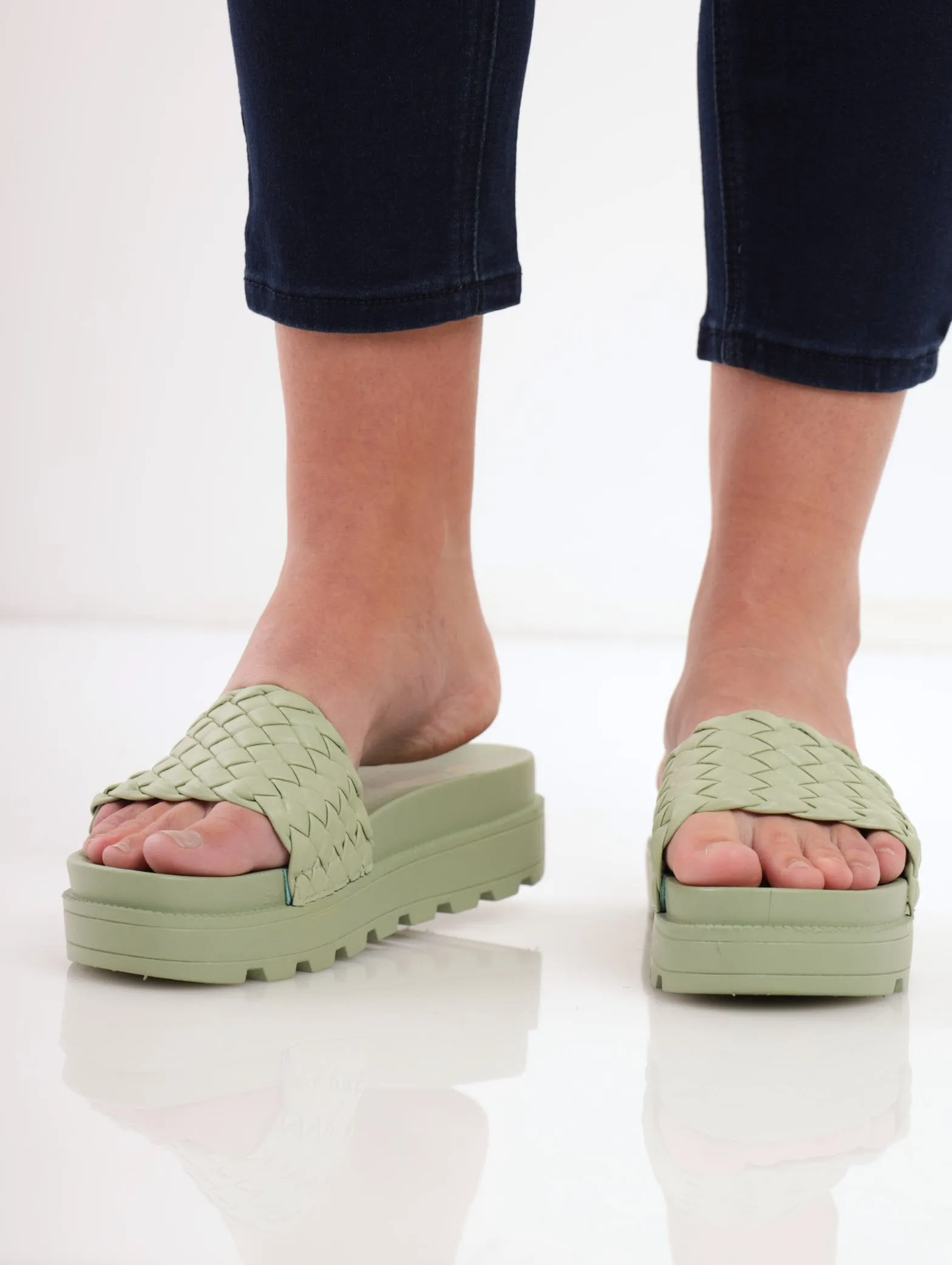 Ladies Cleated Platform Mule Sandal - Sage sold by Edgars