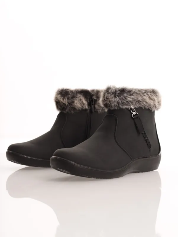 Ladies Soft Style Yuda Fur Trim Wedge Bootie - Black sold by Edgars