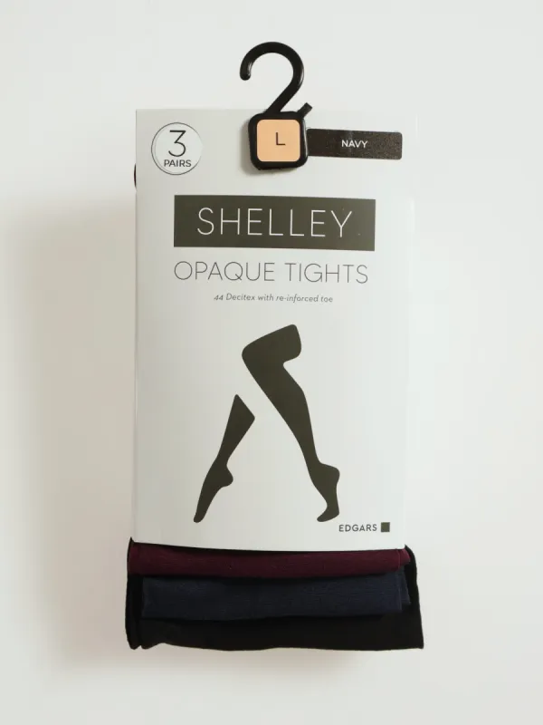 3 Pack Opaque Stockings - Navy/Burgundy/Black sold by Edgars