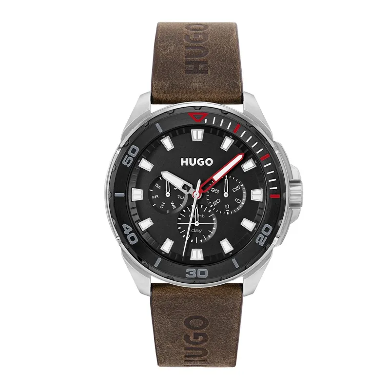 Fresh 44mm Watch With Black Dial & Brown Leather Strap sold by Edgars