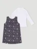 Pre-Girls Ditsy Pinni & Long Sleeve Tee - Charcoal/White sold by Edgars