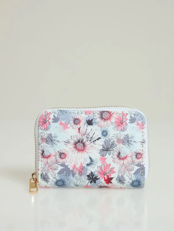 Floral Watercolour Zip Around Purse - Light Blue sold by Edgars
