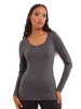 Ladies 2 Pack Long Sleeve Fitted Tee - Grey Melange sold by Edgars