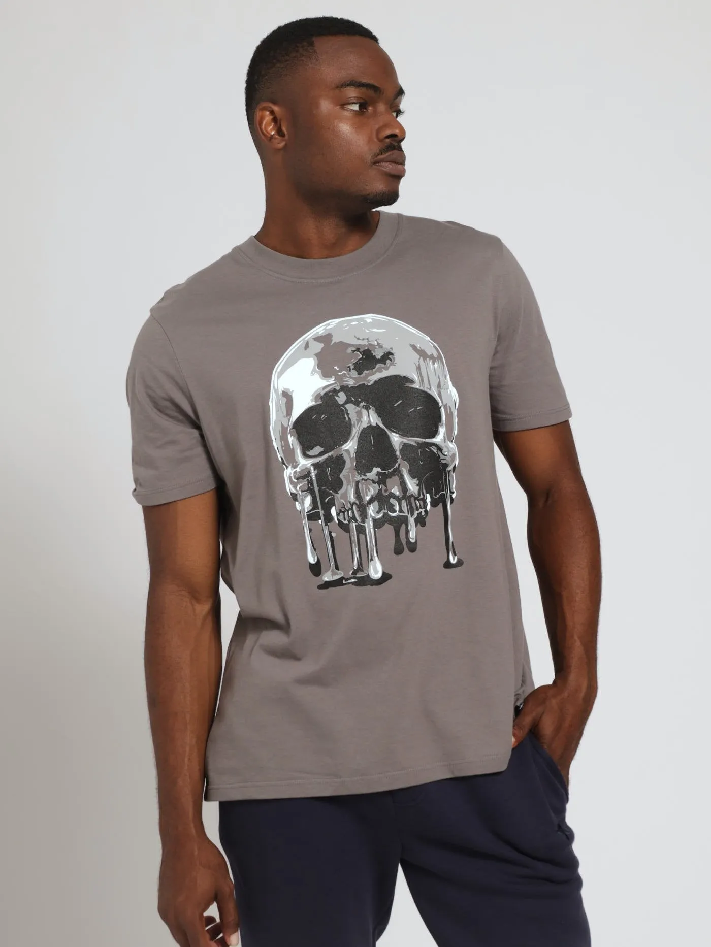 Retro Skull Tee - Dark Grey sold by Edgars