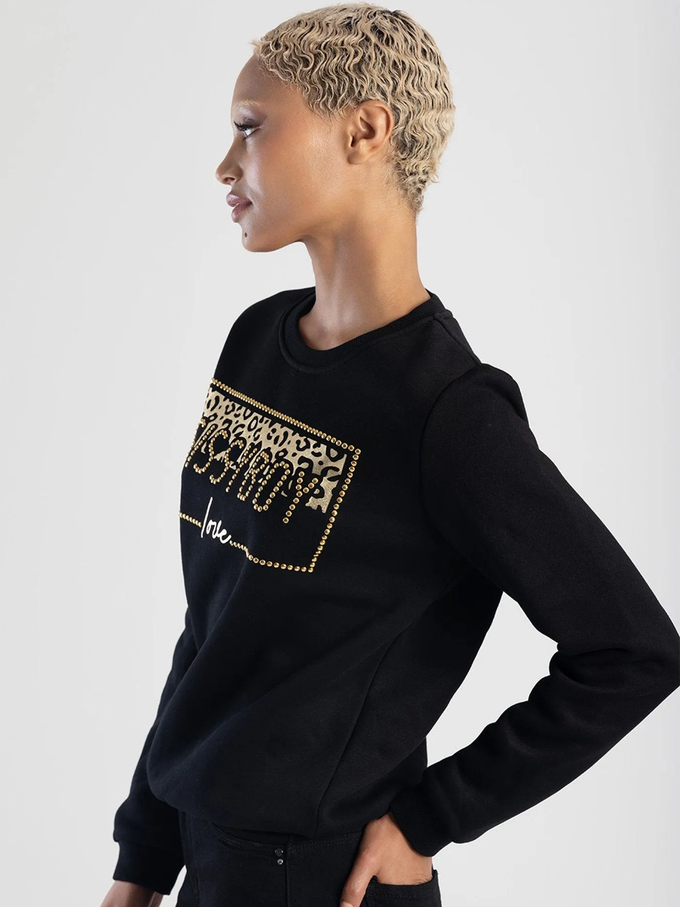 Printed & Gold Stud Logo Sweat Top - Black sold by Edgars product image thumbnail 2