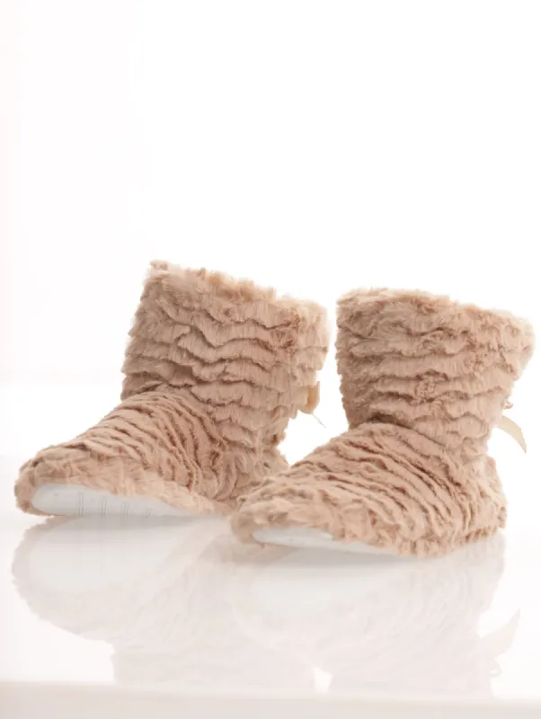 Ladies Slipper Bootie With Back Tie Bow - Stone sold by Edgars