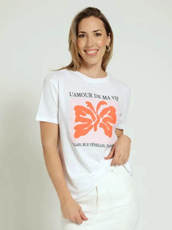 Puff Butterfly Print Tee - Bright White sold by Edgars