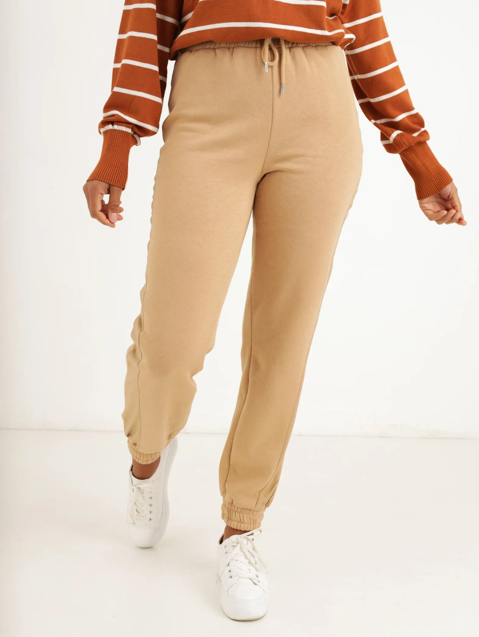Ladies Woven Inset Jogger Pant - Camel sold by Edgars