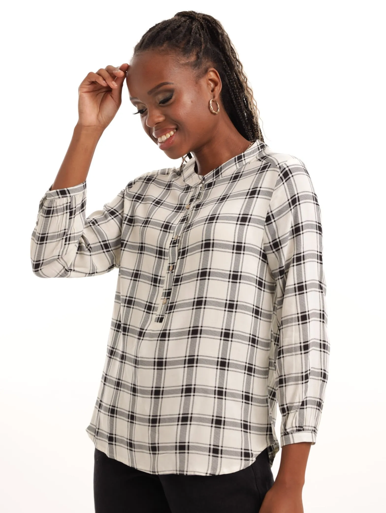 Ladies Henley Blouse - Black/White sold by Edgars product image thumbnail 2