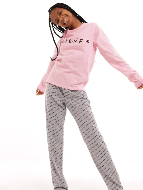 Girls Friends PJ Set - Pink/Grey Melange sold by Edgars