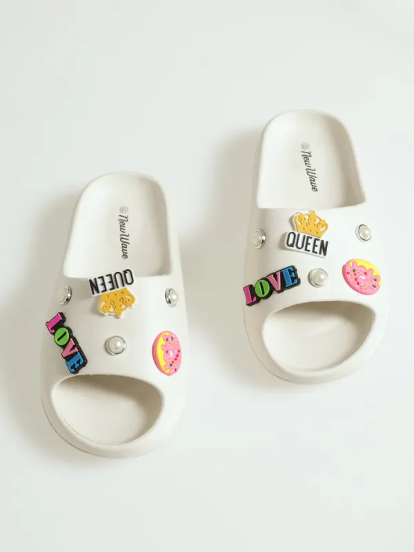 Girls Moulded Slide - White sold by Edgars