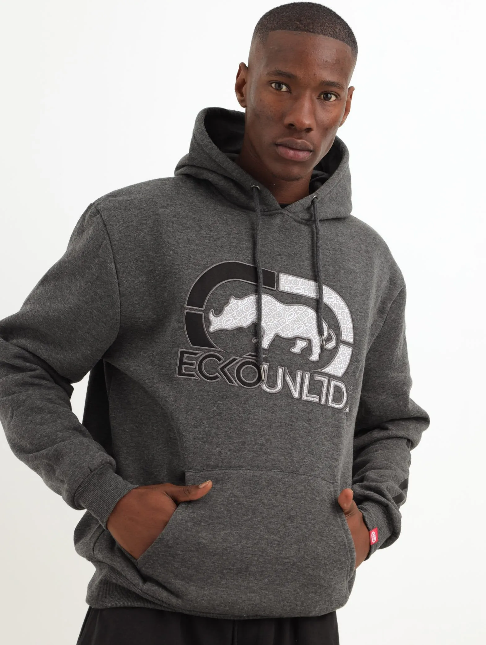 Men's Rhino Logo Hooded Pullover - Charcoal sold by Edgars