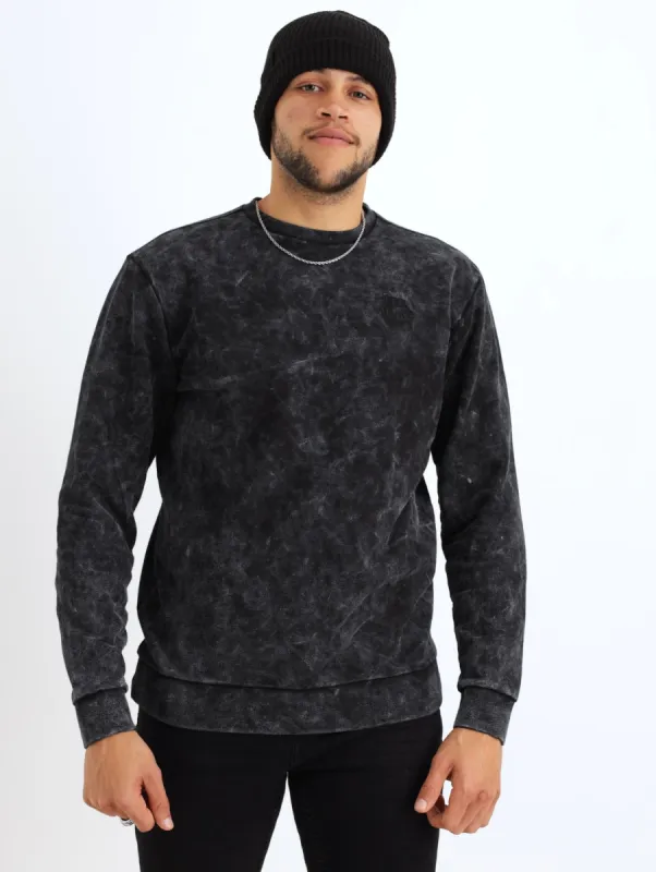 Men's Acid Denim Wash Crew Track Top - Navy sold by Edgars