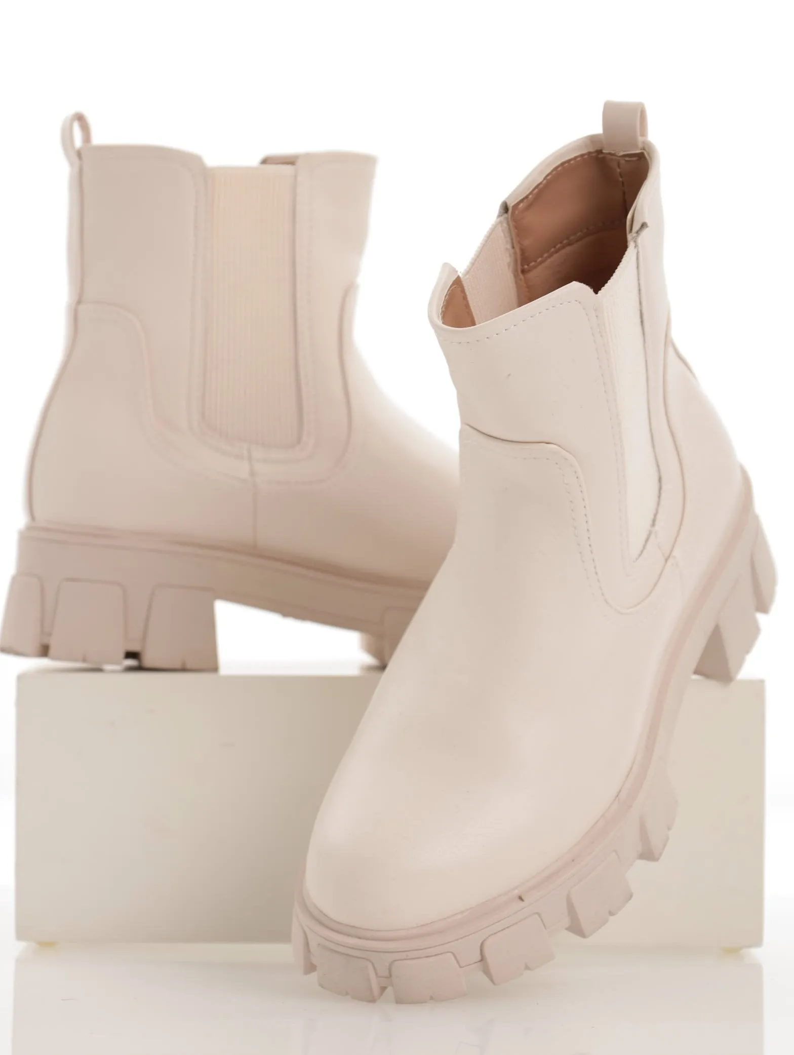 Ladies Chelsea Calf High Platform Boot - Cream sold by Edgars