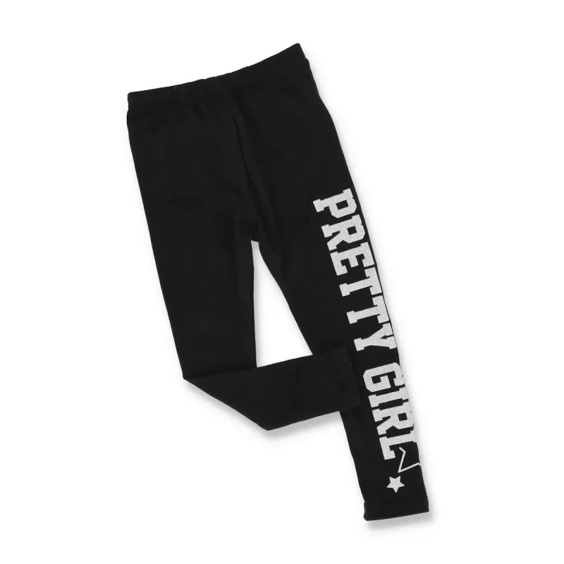 Pre-Girls Black Slogan Printed Legging - Black sold by Edgars