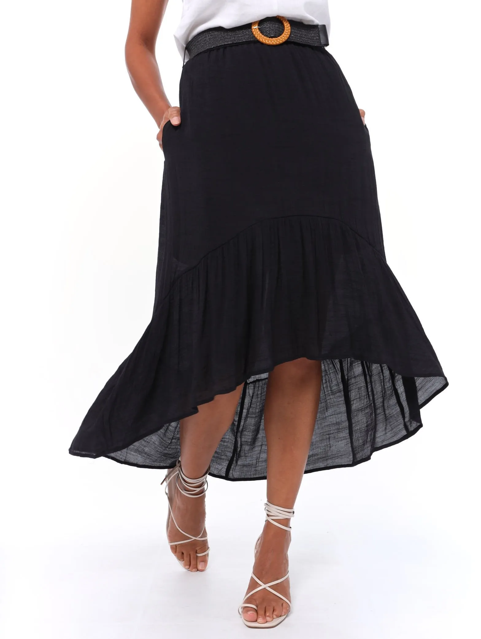 Ladies Hi-low Soft Skirt - Black sold by Edgars