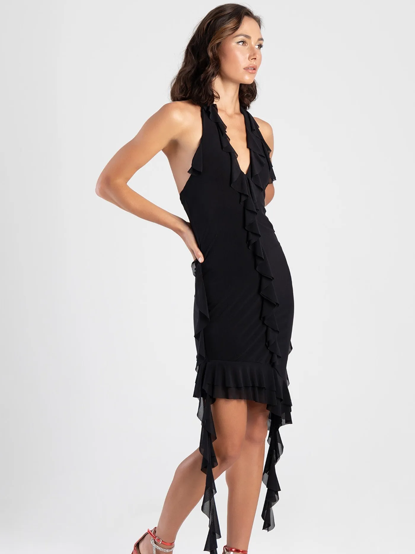 Halter Midi Dress With Ruffles - Black sold by Edgars product image thumbnail 2