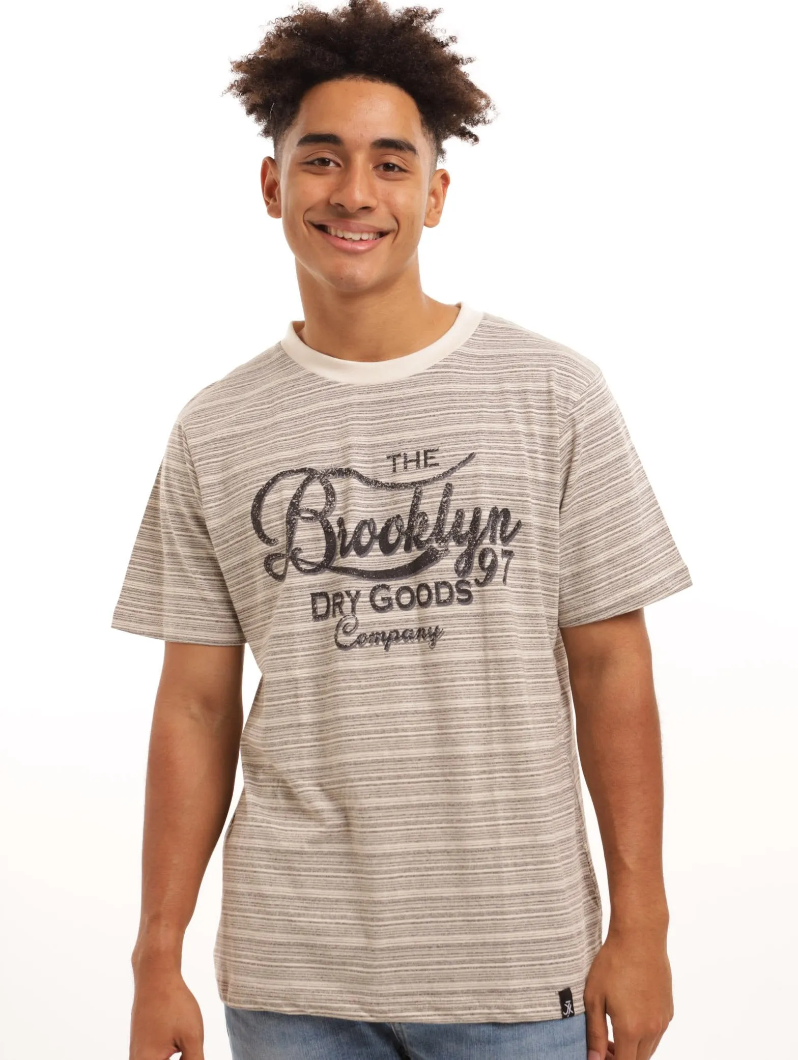 Men's Feeder Stripe Print Tee - Coffee sold by Edgars