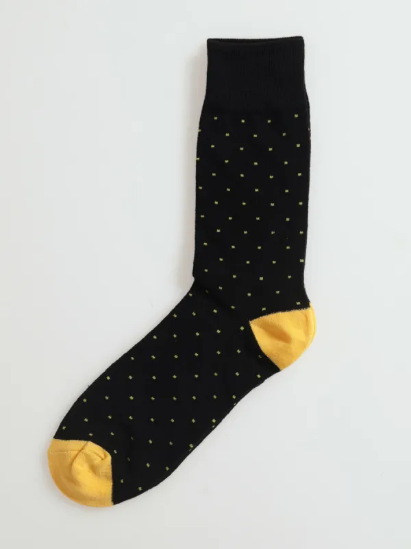 Single Daffodil Pin Dots Toe Anklet Socks - Black sold by Edgars