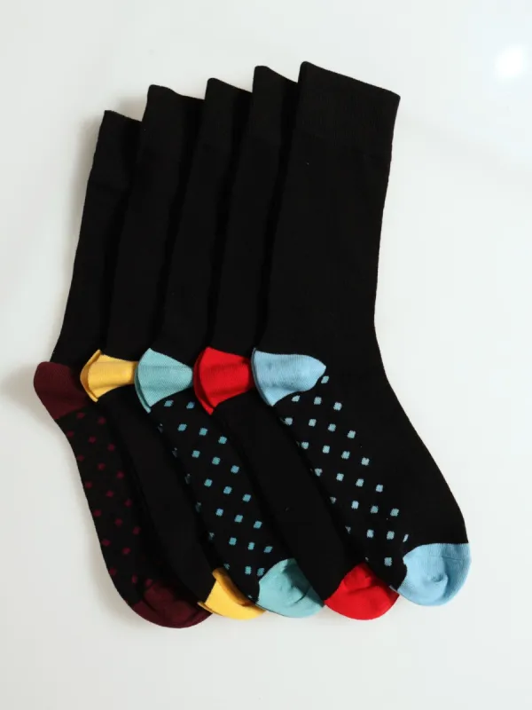 5 Pack Heel & Toe Spot Foot Fashion Anklet Socks - Black sold by Edgars