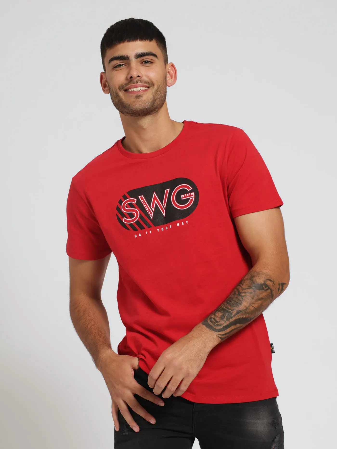 Basic Print Tee - Red sold by Edgars