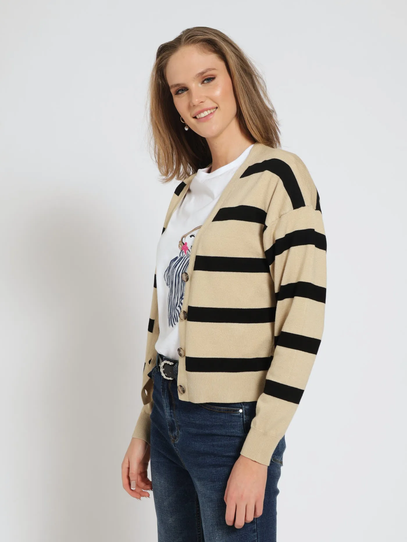 Regular Cardigan With Buttons - Black/Beige sold by Edgars product image thumbnail 2