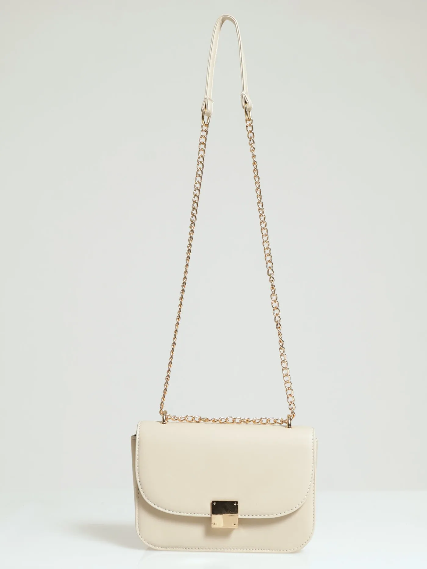 Gold Clasp Satchel - Cream sold by Edgars
