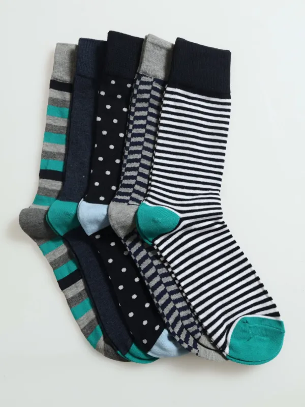 5 Pack Fashion Anklet Socks - Blue/Grey sold by Edgars